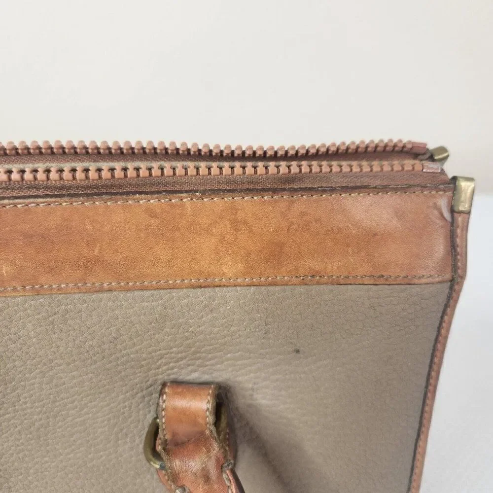 Vintage Dooney & Bourke Satchel Bag Taupe Tan Brown All Weather Leather Handbag